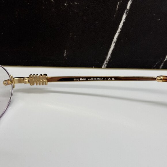 NEW MIU MIU MUA54S 5AK08N OVAL SUNGLASSES GOLD/CLEAR WOMEN MU A54S, SMU A54 main image 11